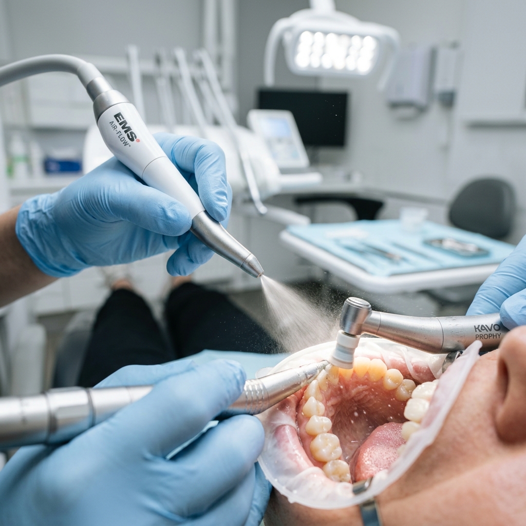 Aparat dentar Air-Flow și periaj profesional